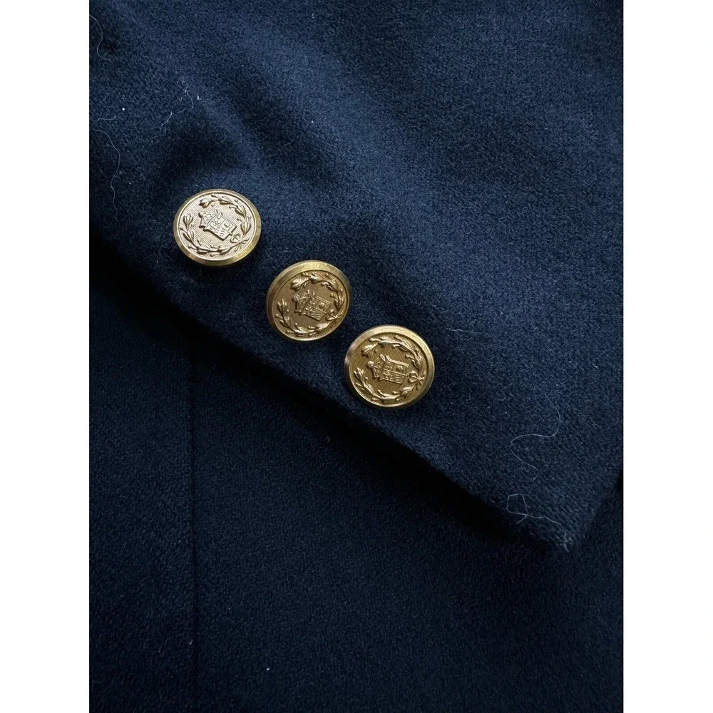 Stein Bloch Navy Blue Heavy Wool Sport Over‎ Coat Gold Buttons / Men's Size 40 R